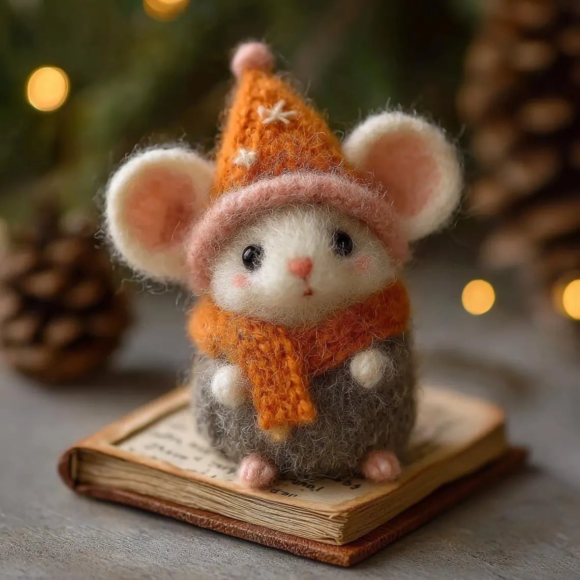 ⏰Only 100 Left 🐹Hand-felted Wool Christmas Mouse✨Ships within 24 hours⚡