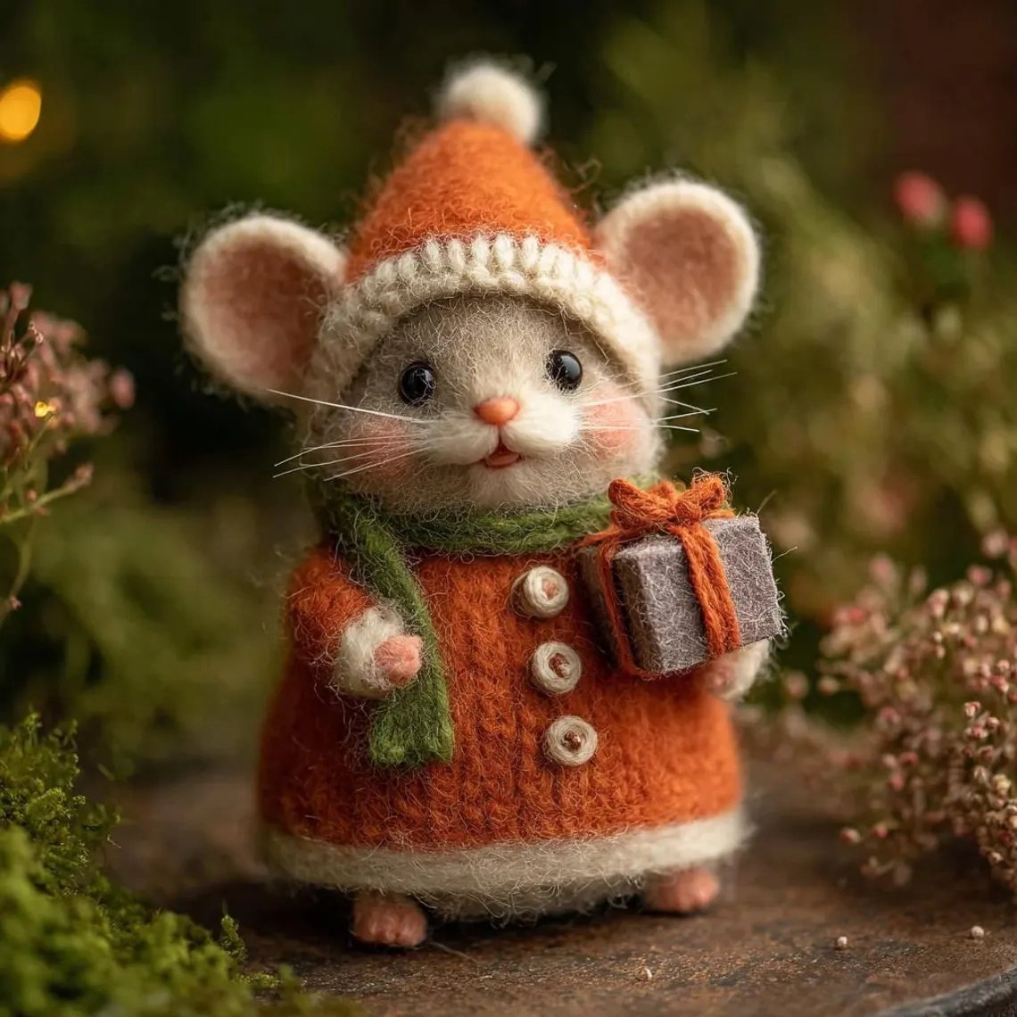 ⏰Only 100 Left 🐹Hand-felted Wool Christmas Mouse✨Ships within 24 hours⚡