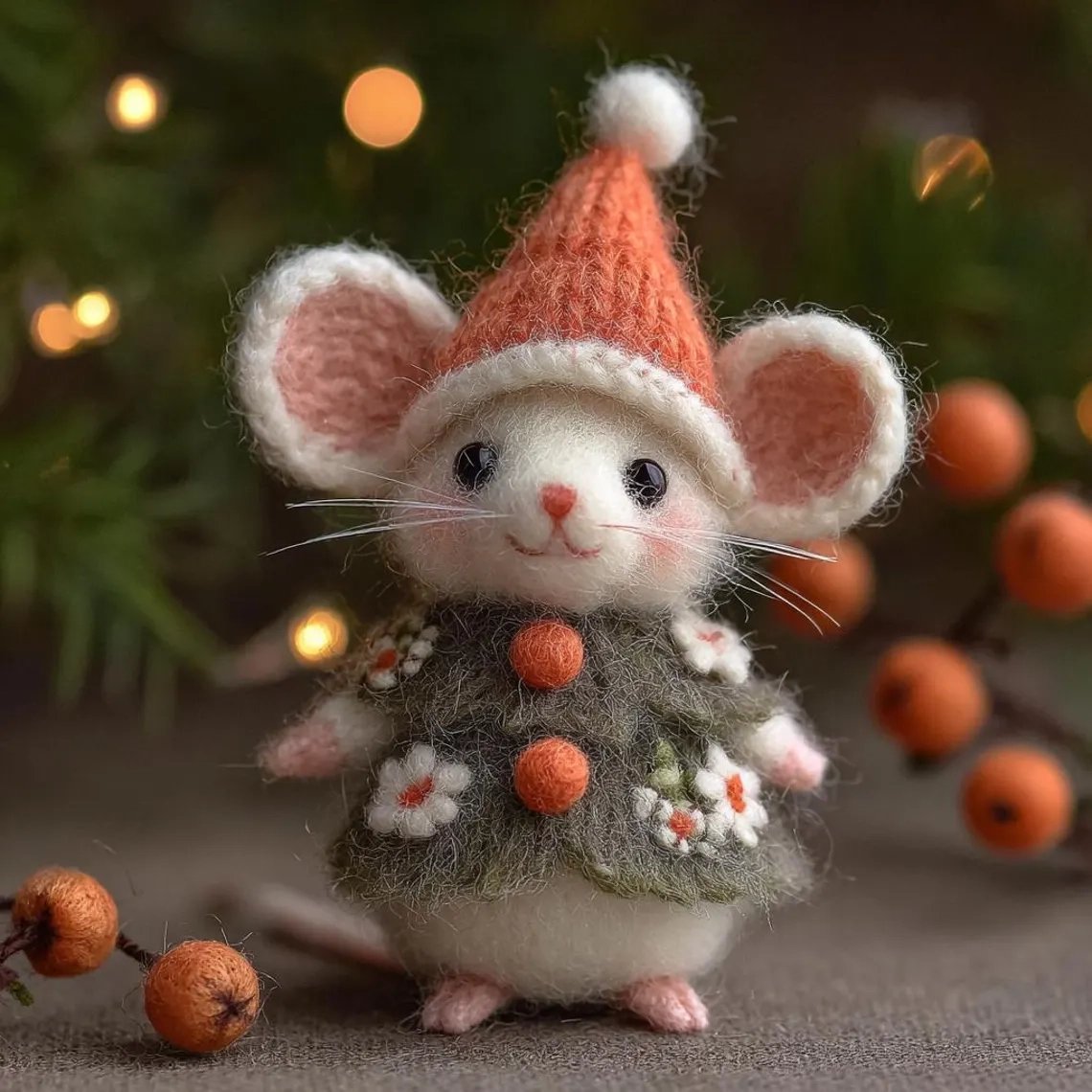 ⏰Only 100 Left 🐹Hand-felted Wool Christmas Mouse✨Ships within 24 hours⚡