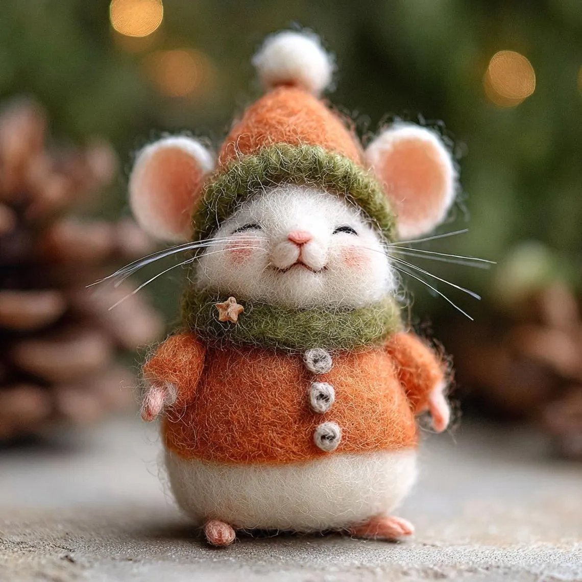 ⏰Only 100 Left 🐹Hand-felted Wool Christmas Mouse✨Ships within 24 hours⚡