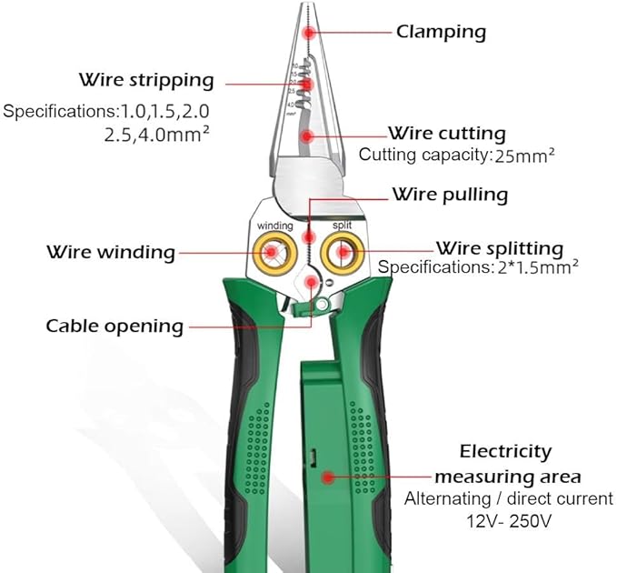 8-in-1 Wire Stripper Twister & Voltage Tester Tool 🔧⚡ Multi-Functional Electrician Pliers