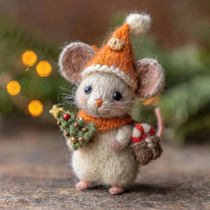 ⏰Only 100 Left 🐹Hand-felted Wool Christmas Mouse✨Ships within 24 hours⚡