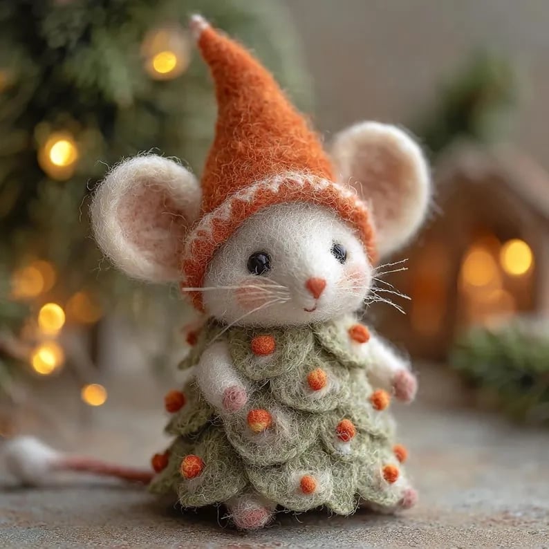 ⏰Only 100 Left 🐹Hand-felted Wool Christmas Mouse✨Ships within 24 hours⚡