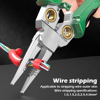 8-in-1 Wire Stripper Twister & Voltage Tester Tool 🔧⚡ Multi-Functional Electrician Pliers