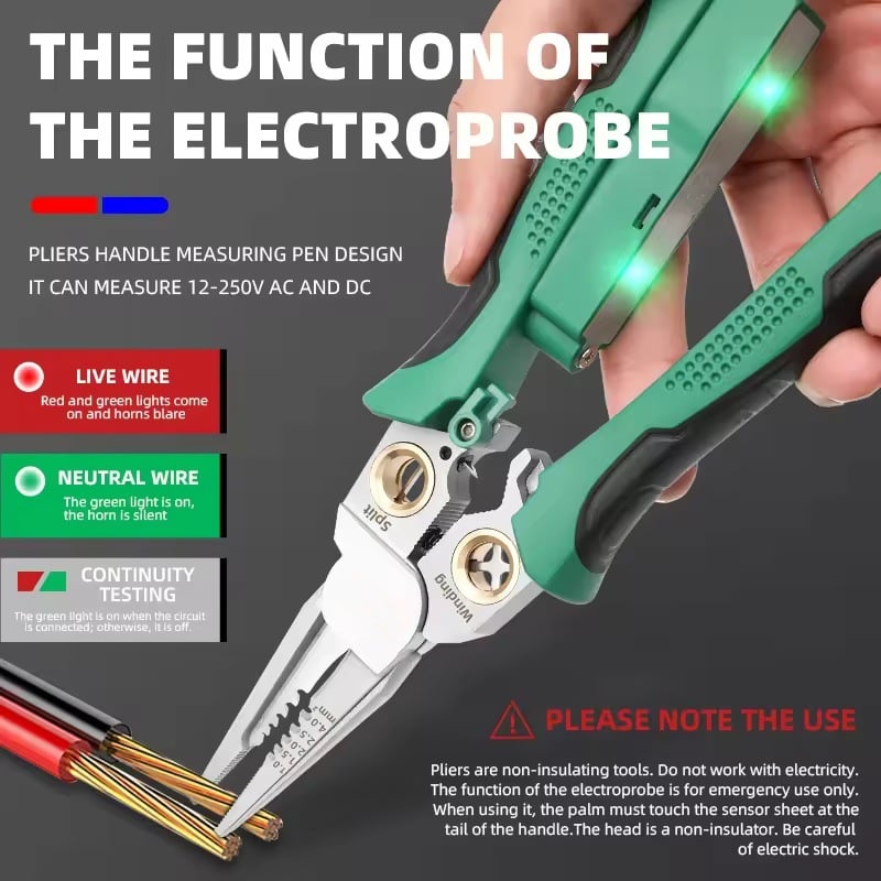 8-in-1 Wire Stripper Twister & Voltage Tester Tool 🔧⚡ Multi-Functional Electrician Pliers